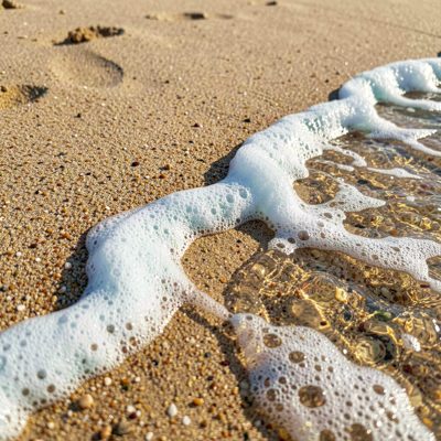seafoam edging onto the sand