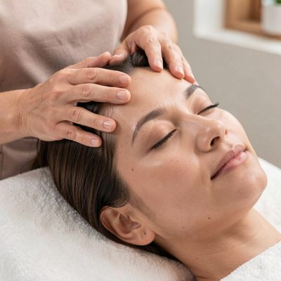 a client having a scalp massage