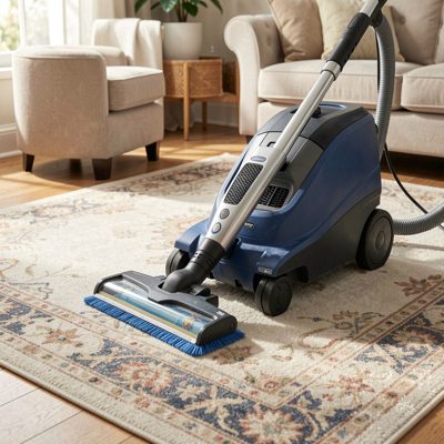 a carpet cleaning machine on a rug