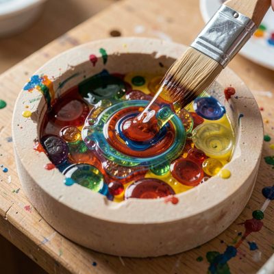 a resin pour setting in a mould