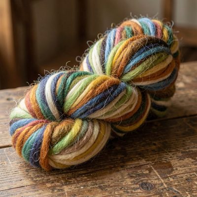 a hand dyed skein of wool drying