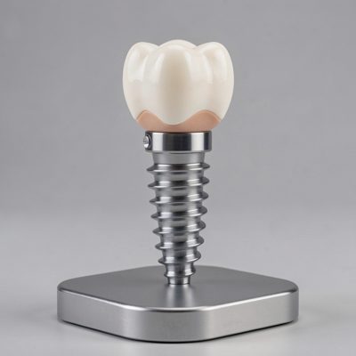 a dental implant model on a stand