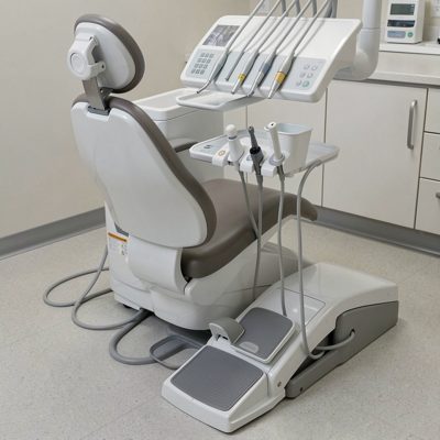 a dental unit with foot control below