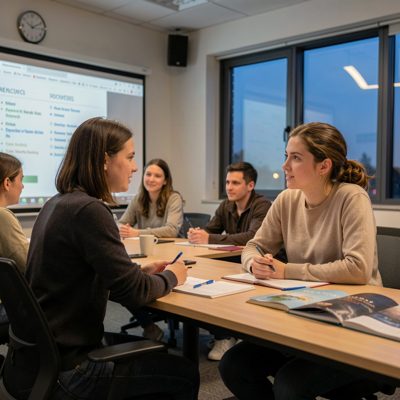 evening tutorial session one-on-one between student teacher