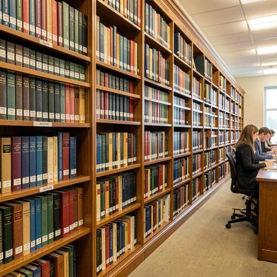library reference section card catalog visible to researchers