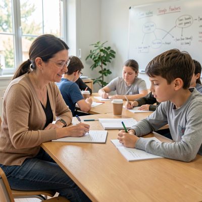 homework help session between teacher and pupil