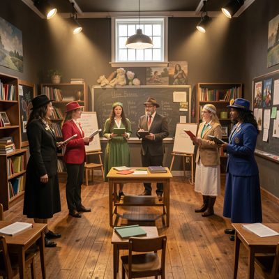 dramatic play area dressed as teachers