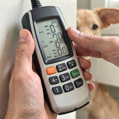 a meter reading being taken with a handheld