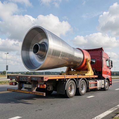 a turbine blade being transported on a lorry