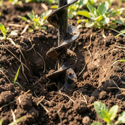 a soil sample being taken with an auger
