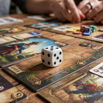 a dice roll on a table during a tabletop game