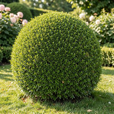 a topiary shrub clipped into a dome