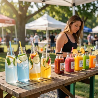 hydration station offering infused water alongside juices