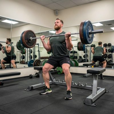 weightlifting in mirrored training area