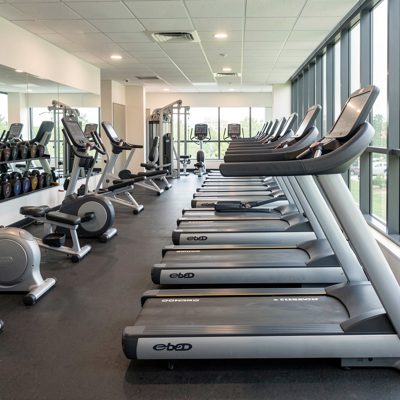 cardio machines lining workout path