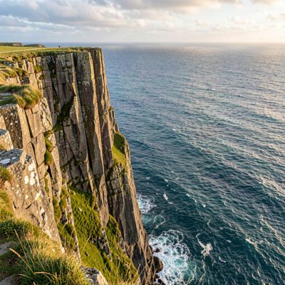 a cliff edge with the sea far below