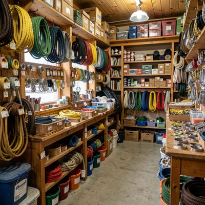 a chandlery shop with ropes and fittings