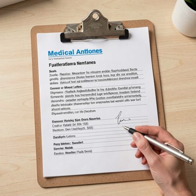 a set of medical notes on a clipboard