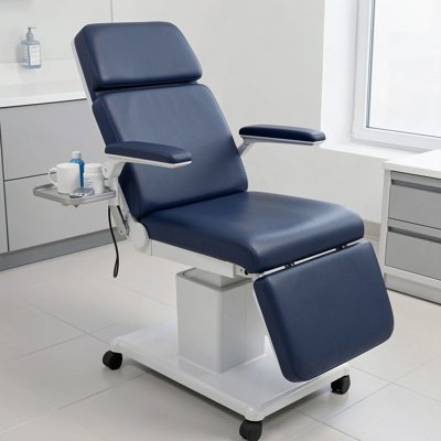 a phlebotomy chair with an arm rest