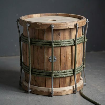 a wooden drum of armoured outdoor fibre cable
