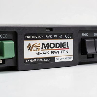 the model label on the front bezel of a rack switch