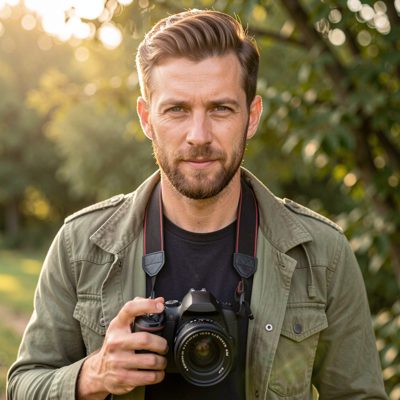a photographer with a camera around their neck