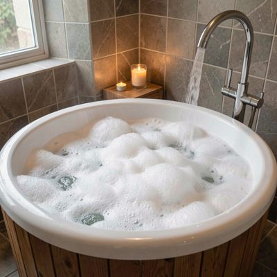 a spa bath filled with foam