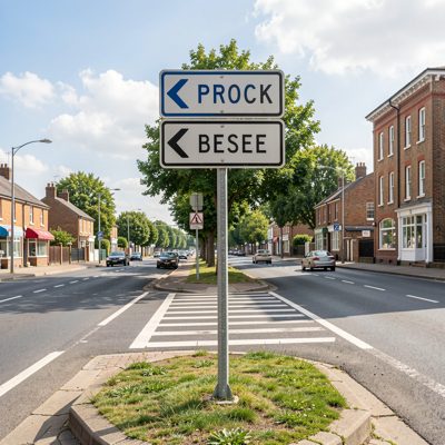 a street sign at a corner of two roads