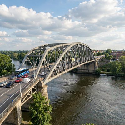 a bridge over a river with traffic