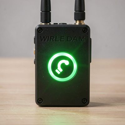 a green link light on a wireless bridge radio